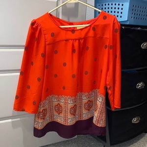 Maeve Blood Orange & Purple blouse (Anthropologie)